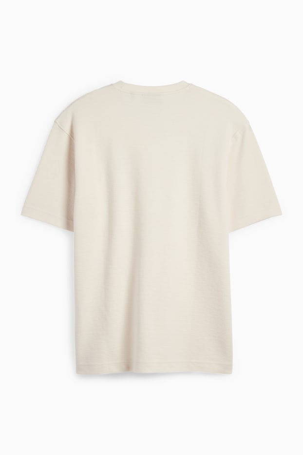 Herren - T-Shirt - Relaxed Fit - gerippt - beige