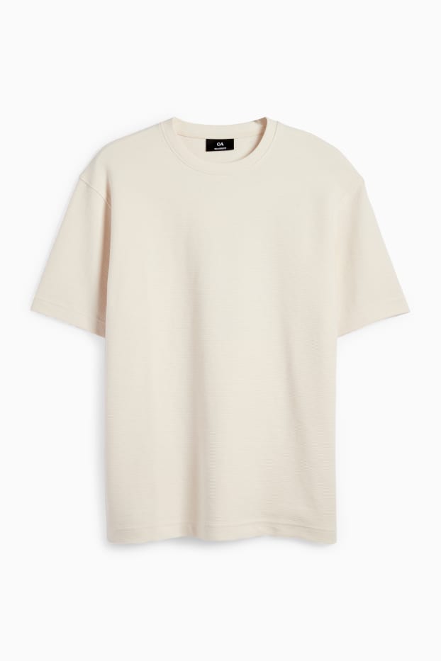 Herren - T-Shirt - Relaxed Fit - gerippt - beige