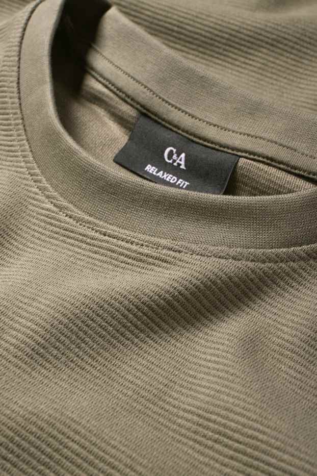 Herren - T-Shirt - Relaxed Fit - gerippt - grün