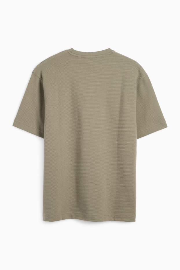 Herren - T-Shirt - Relaxed Fit - gerippt - grün