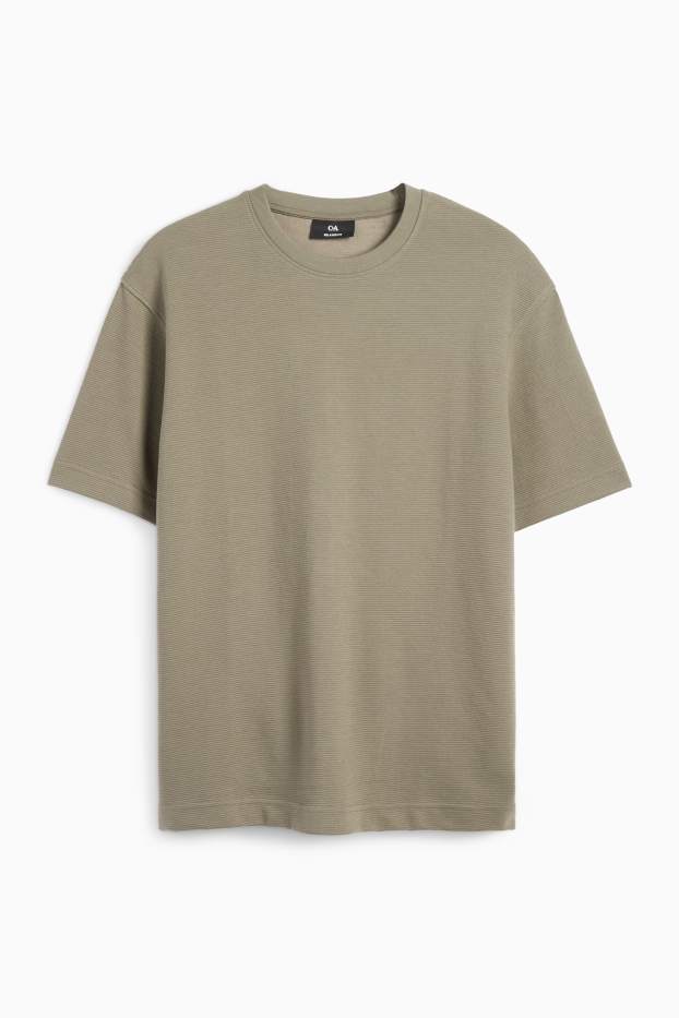 Herren - T-Shirt - Relaxed Fit - gerippt - grün
