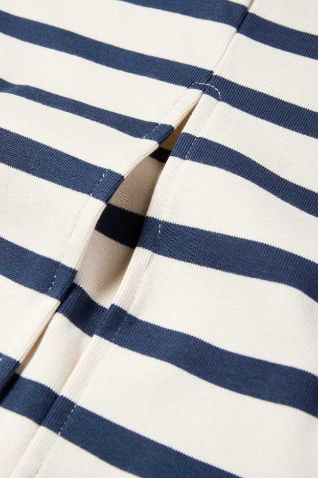 Dames - Kokerrok - gestreept - donkerblauw / crème wit