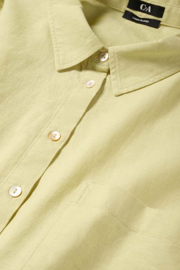Damen - Bluse - Leinen-Mix - hellgelb