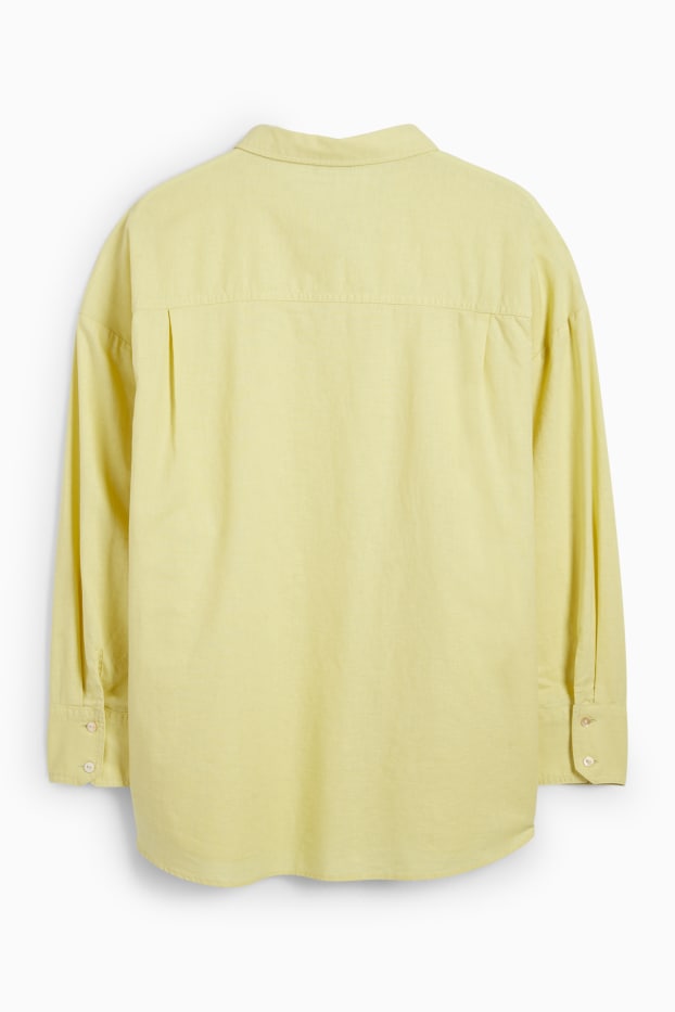 Damen - Bluse - Leinen-Mix - hellgelb