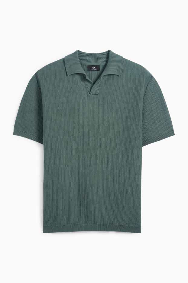 Herren - Strick-Poloshirt - Relaxed Fit - strukturiert - grün