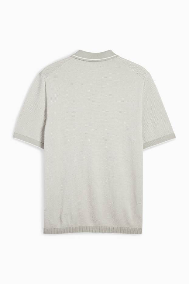 Herren - Strick-Poloshirt - Regular Fit - hellgrau