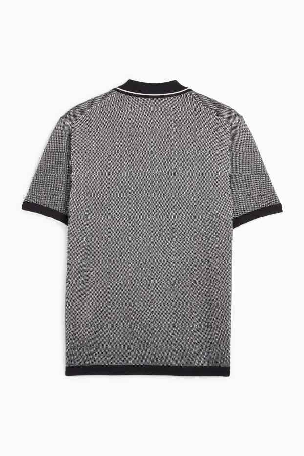 Herren - Strick-Poloshirt - Regular Fit - grau