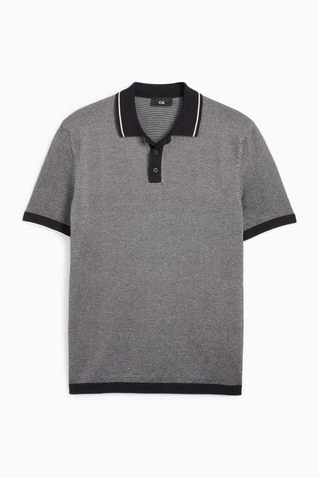 Herren - Strick-Poloshirt - Regular Fit - grau
