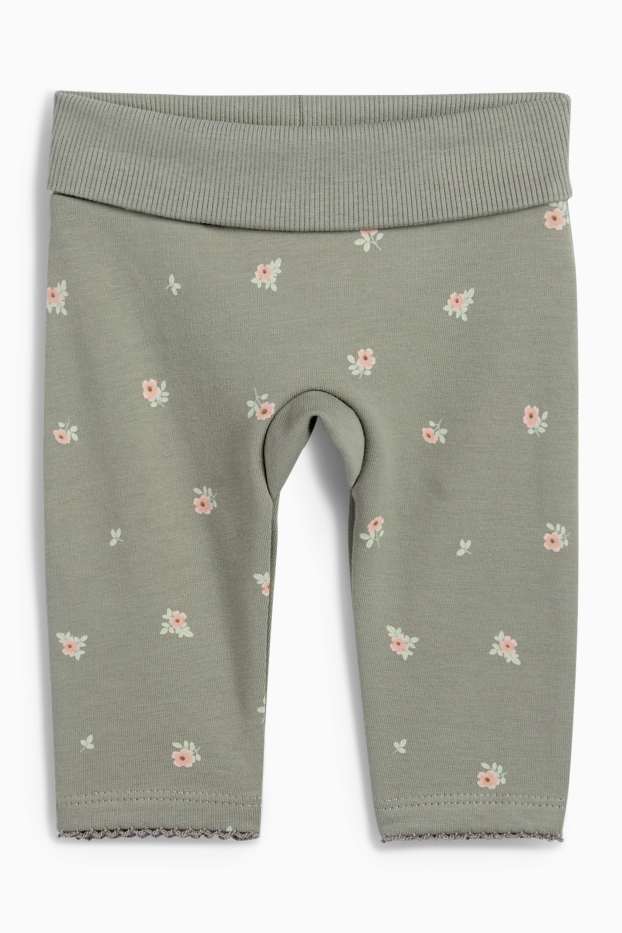 Baby Mädchen - Blümchen und Häschen - Baby-Outfit - 2 teilig - cremeweiss