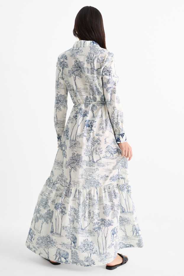 Femmes - Rangsutra x C&A - robe maxi - à motif - bleu foncé / blanc crème