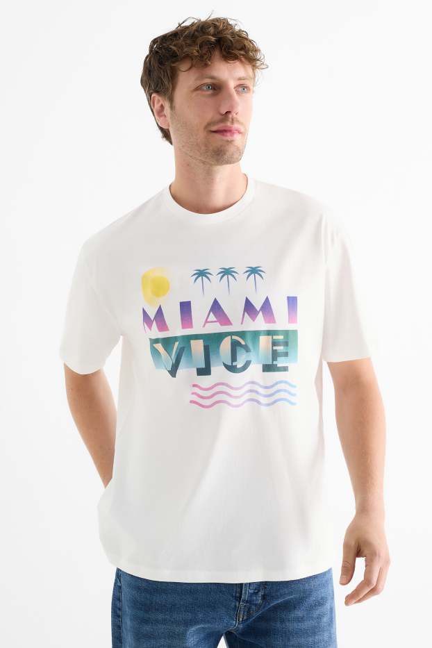 Heren - T-shirt - relaxed fit - Miami Vice - wit