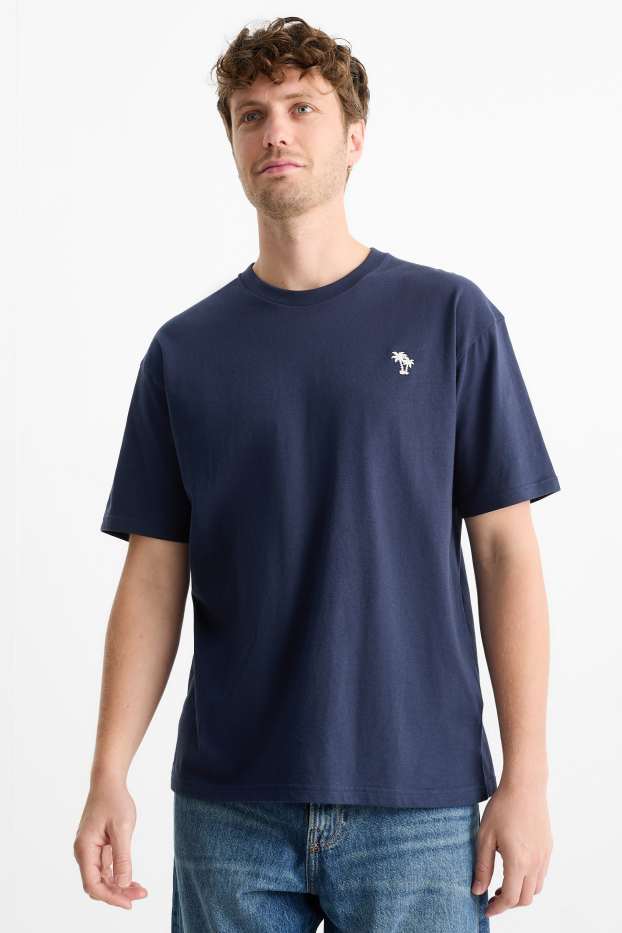 Uomo - T-shirt - relaxed fit - blu scuro