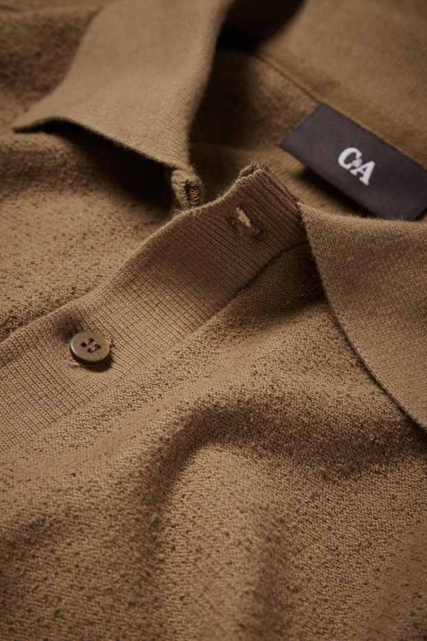 Men - Polo shirt - regular fit - textured - brown