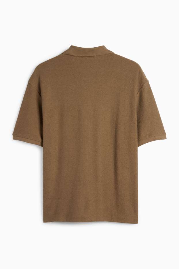 Men - Polo shirt - regular fit - textured - brown