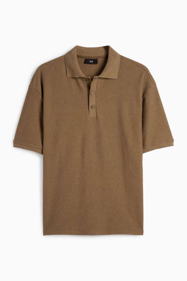 Men - Polo shirt - regular fit - textured - brown