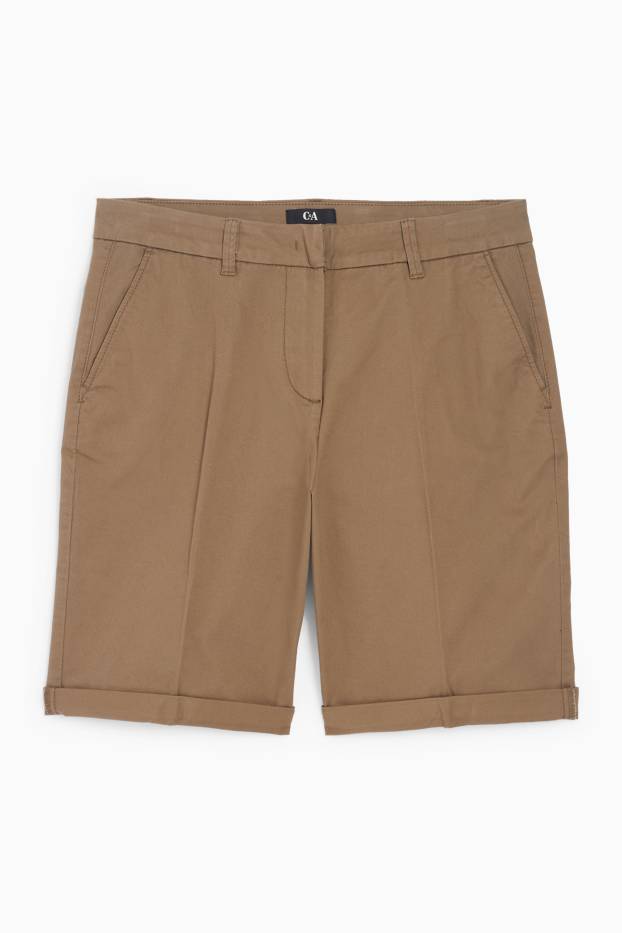 Damen - Bermudas - Mid Waist - hellbraun