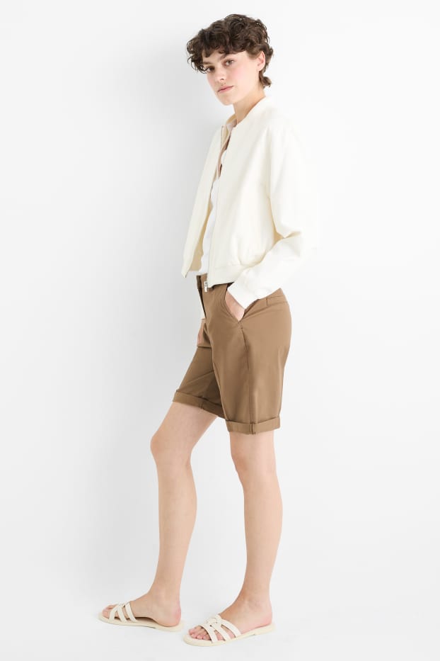 Damen - Bermudas - Mid Waist - hellbraun