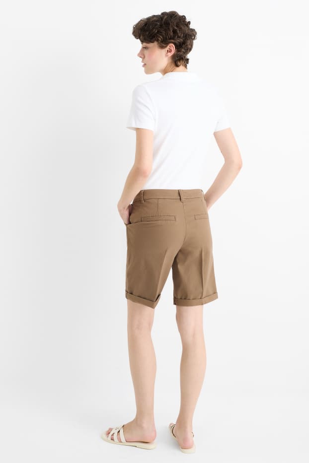 Damen - Bermudas - Mid Waist - hellbraun