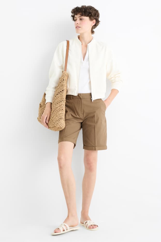 Damen - Bermudas - Mid Waist - hellbraun