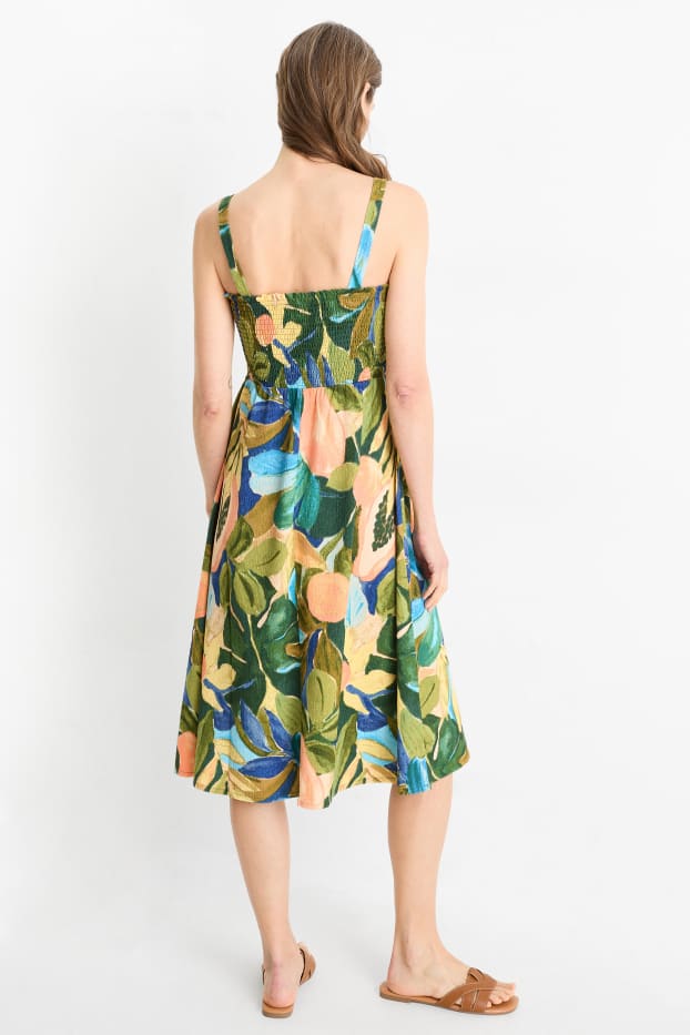 Donna - Vestito fit & flare - fantasia - tessuto tramato - arricciature - colorato