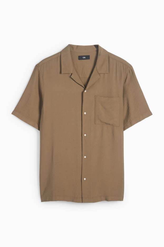 Herren - Hemd - Regular Fit - Reverskragen - braun
