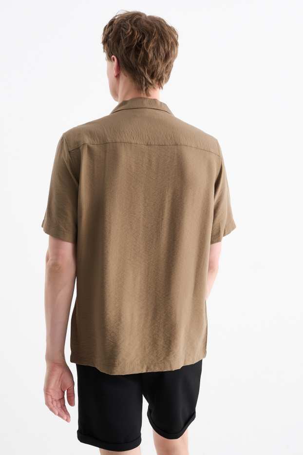 Herren - Hemd - Regular Fit - Reverskragen - braun