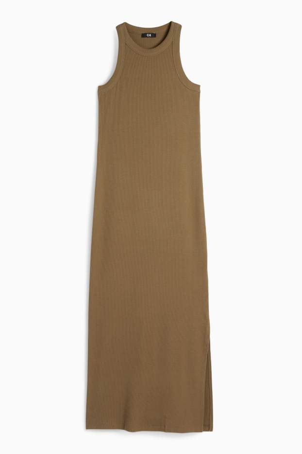 Damen - Figurbetontes Kleid - gerippt - braun