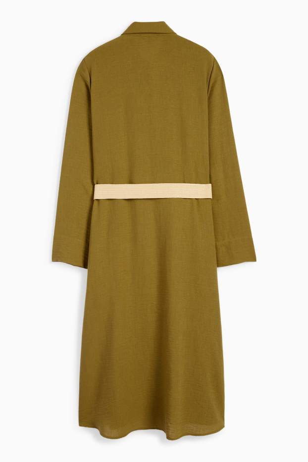 Dames - Blousejurk met riem - kaki