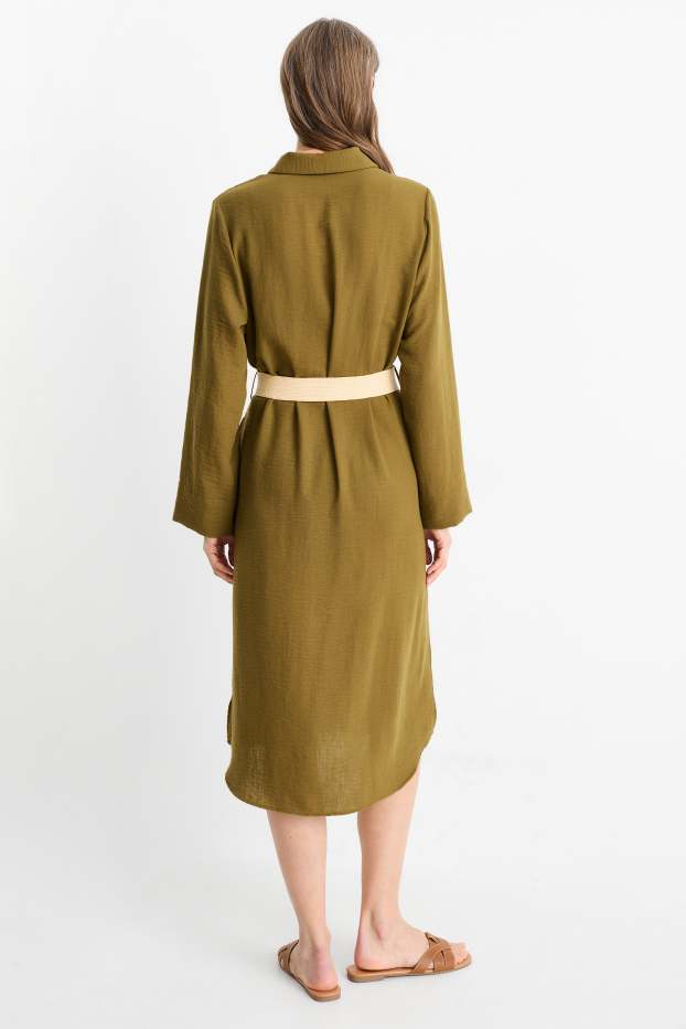 Dames - Blousejurk met riem - kaki