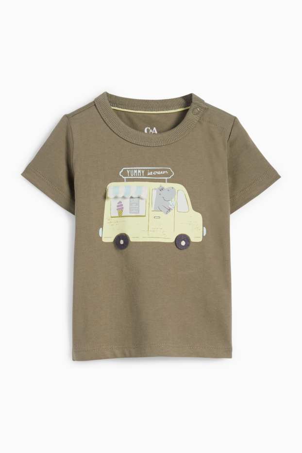 Baby Jungen - Eiswagen - Baby-Kurzarmshirt - taupe