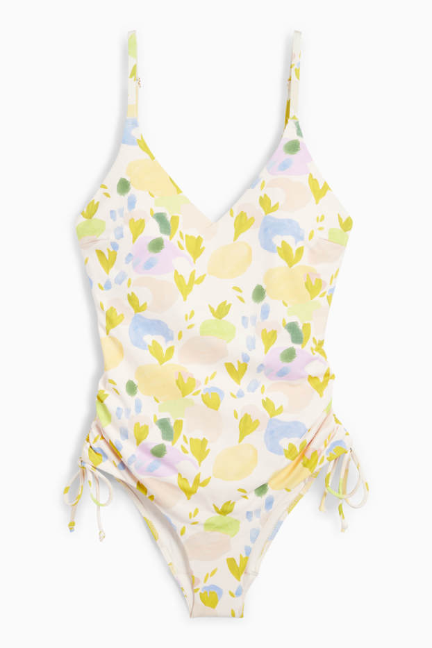 Women - Swimsuit - padded - LYCRA® XTRA LIFE™ - floral - white / yellow