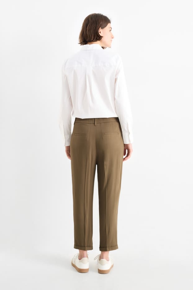 Donna - Pantaloni - vita media - tapered fit - marrone