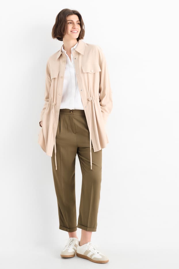 Donna - Pantaloni - vita media - tapered fit - marrone