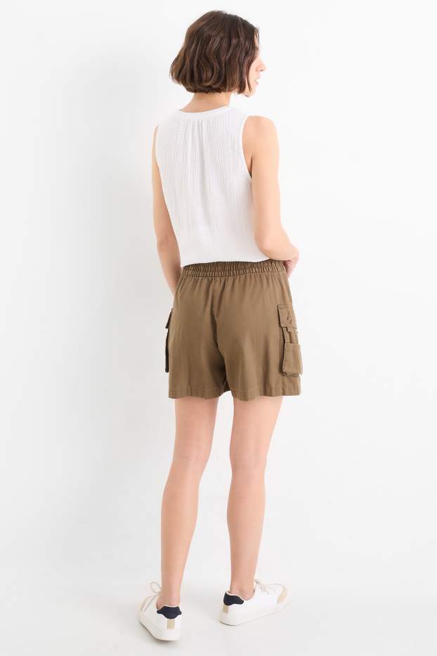 Dona - Pantalons curts cargo - high waist - marró