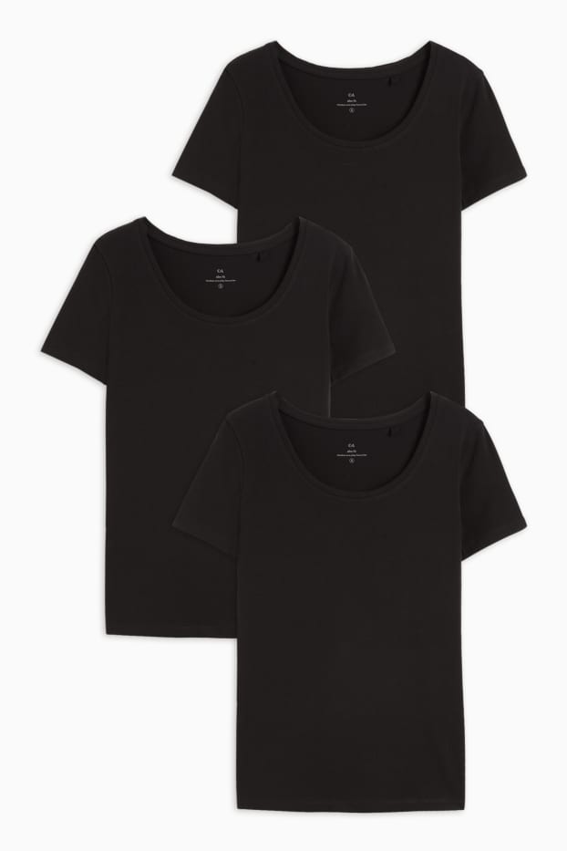 Dames - Set van 3 - T-shirt - zwart