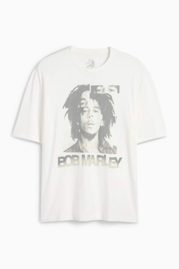 Pánské - Tričko - relaxed fit - Bob Marley - bílá