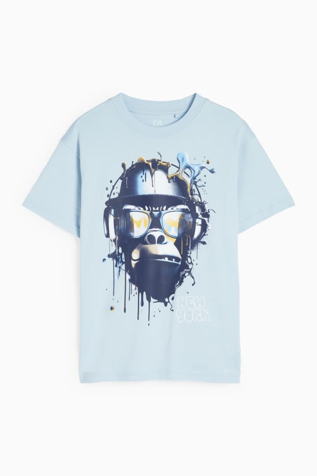 Enfants garçons - Singe - T-shirt - bleu clair