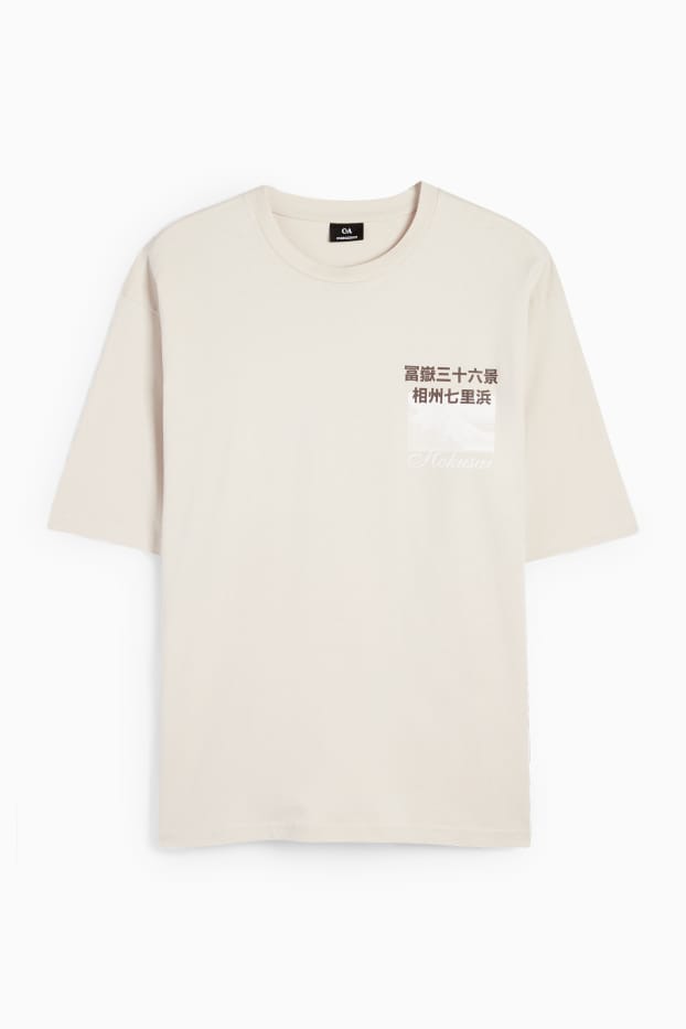 Uomo - T-shirt - oversize - Hokusai - beige chiaro