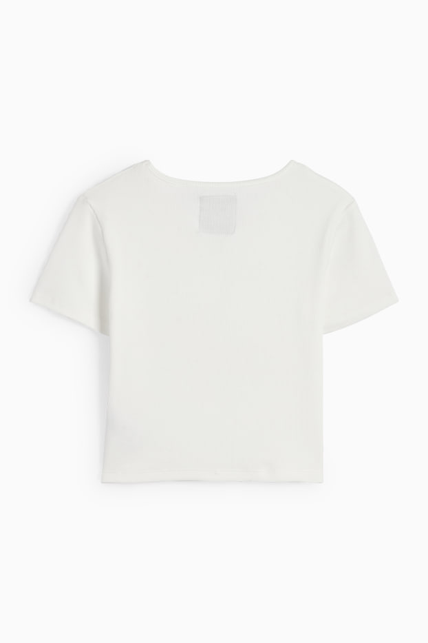 Kinderen: meisjes - Bananya - T-shirt - geribd - wit