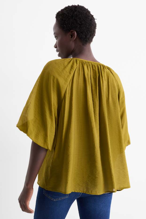 Damen - Bluse mit V-Ausschnitt - grün