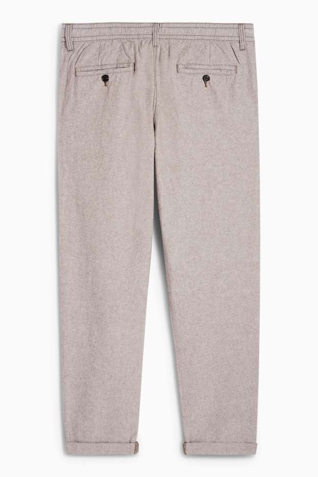 Hommes - Chino avec teneur en lin - tapered fit - marron chiné
