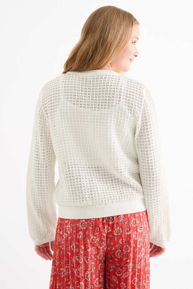 Bambine - Cardigan - tramato - bianco