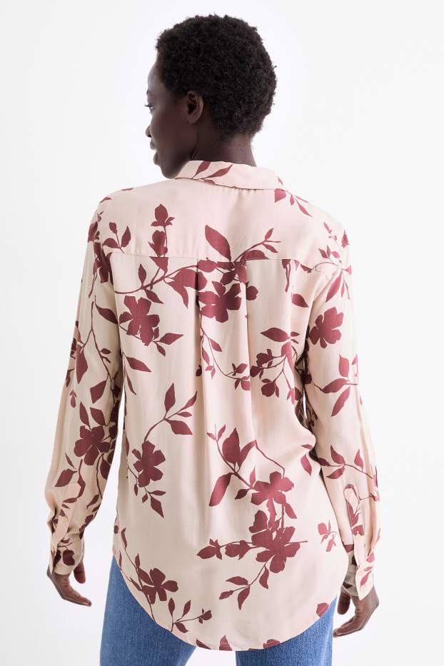 Damen - Bluse - geblümt - rosa / rot