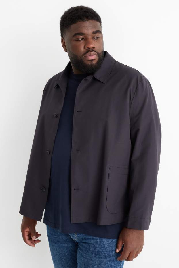 Men - Shirt jacket - relaxed fit - kent collar - black