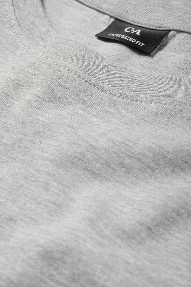 Men - T-shirt - oversized - light gray-melange