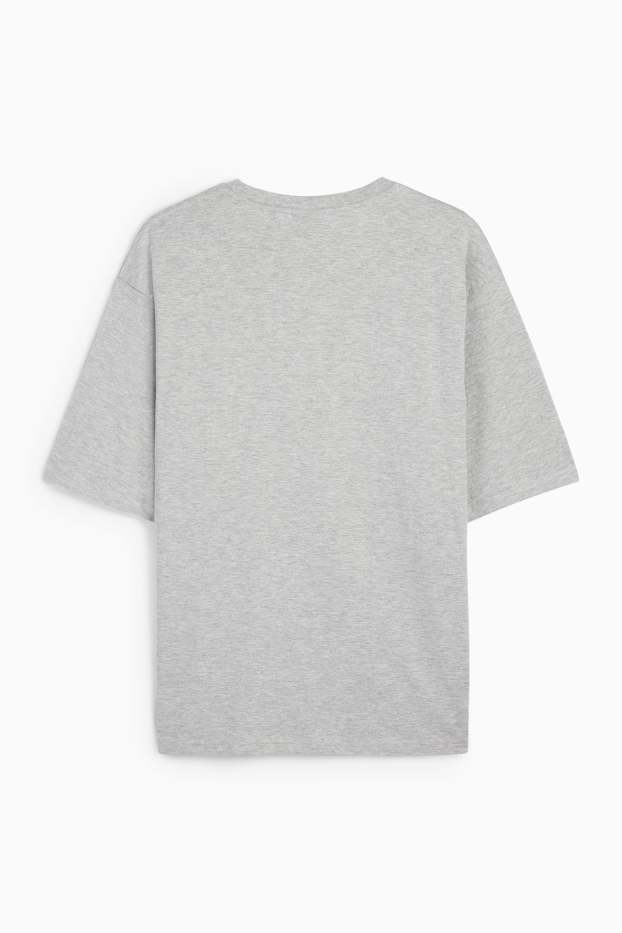 Men - T-shirt - oversized - light gray-melange