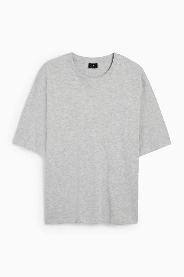 Men - T-shirt - oversized - light gray-melange