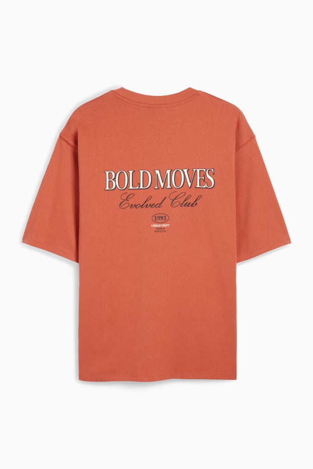 Heren - T-shirt - oversized - terracotta