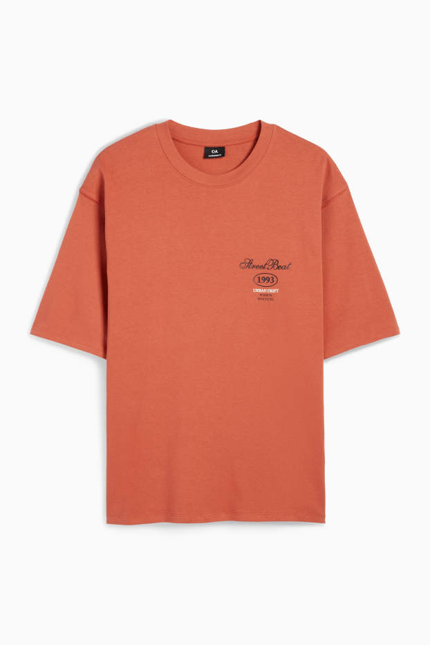 Heren - T-shirt - oversized - terracotta
