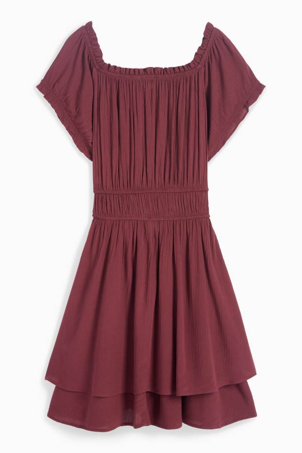 Dames - Fit & flare-jurk - bordeaux